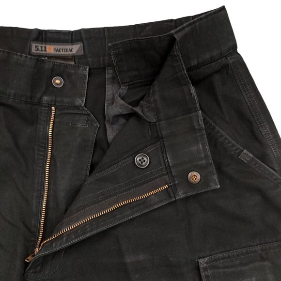 5.11 Tactical Cargo Pants Mens Large Black Tapered Wide Leg Hunting Utility Work - Picture 8 of 10